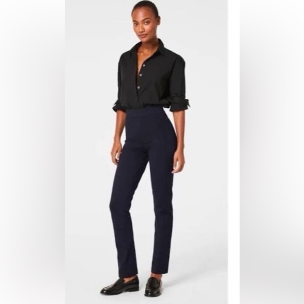 Spanx The Perfect Pant Ankle Straight Leg Navy Blue Medium